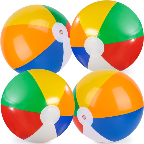 3 otters 4PCS Beach Balls for Kids, 12inch Beach Ball Bulk Inflatable